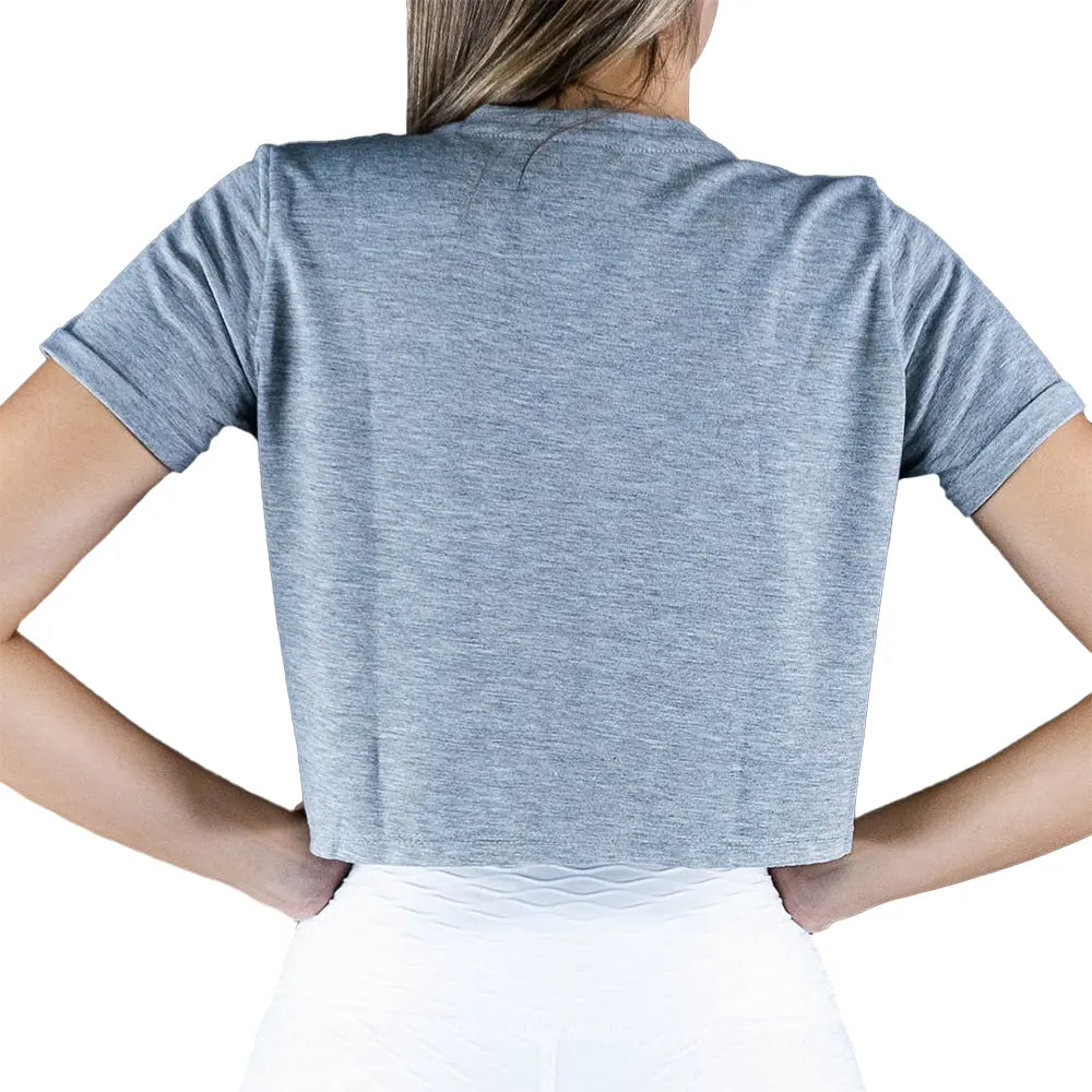 CAMISETA CORTA UNICOLOR - GRIS JASPE MEDIO