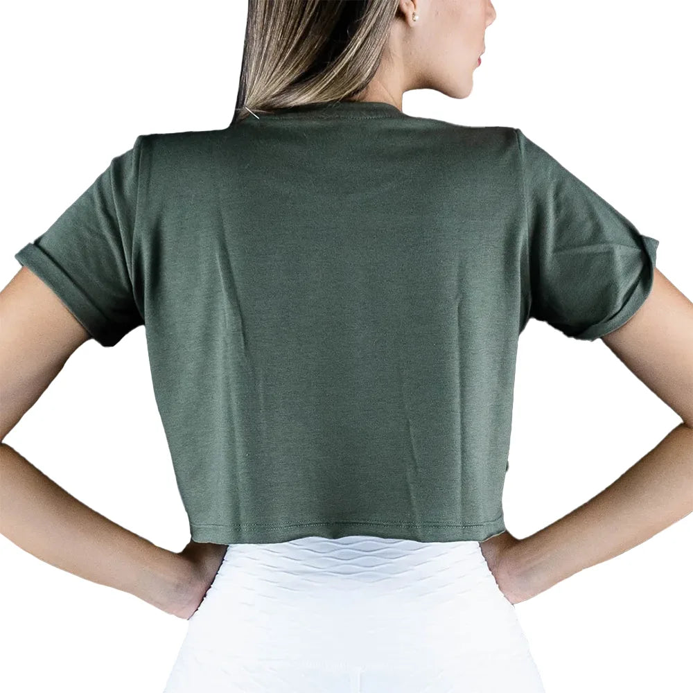 CAMISETA CORTA UNICOLOR- VERDE MILITAR