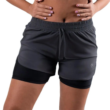 SHORT RUNNING -GRIS OSCURO - NEGRO