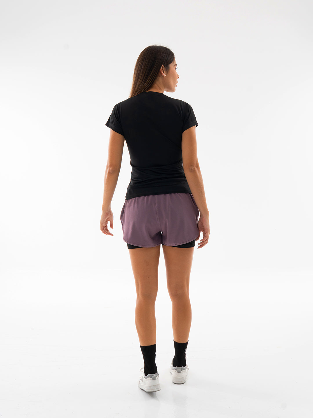 SHORT RUNNING -UVA METALIZADO- NEGRO