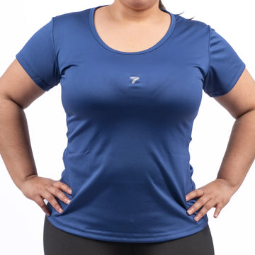 BLUSA MANGA CORTA PLUS SIZE - AZUL TURQUI