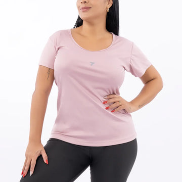 BLUSA MANGA CORTA PLUS SIZE - ROSA CREPE CLARO