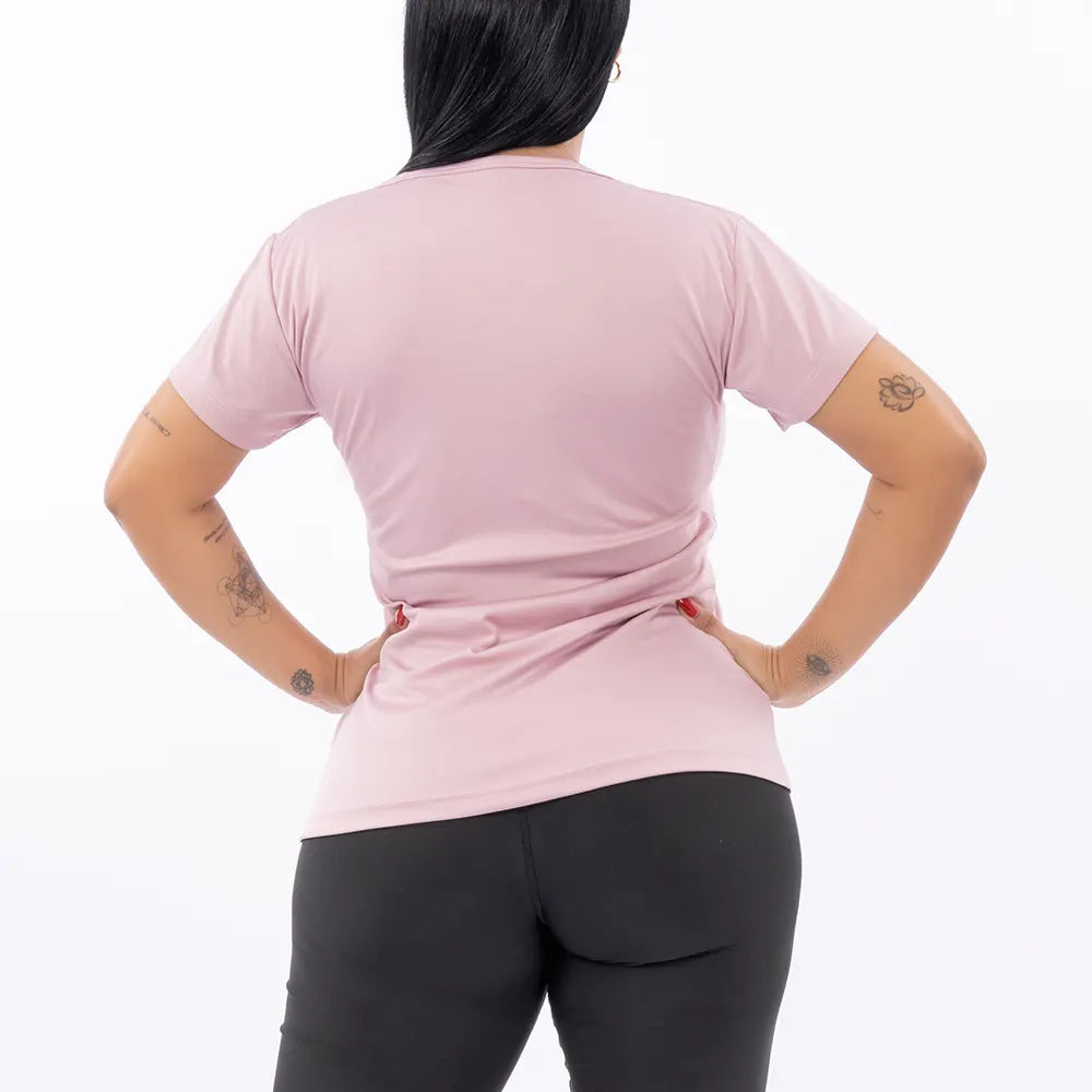 BLUSA MANGA CORTA PLUS SIZE - ROSA CREPE CLARO