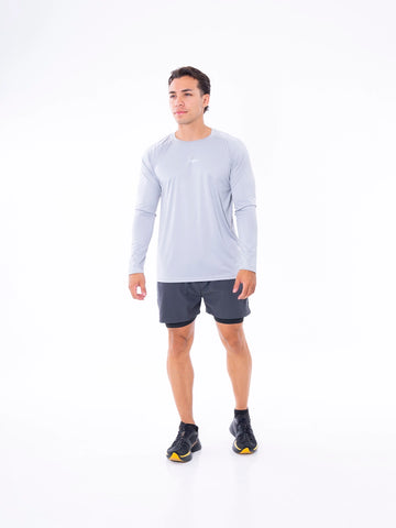 PANTALONETA RUNNING M2 - GRIS OSCURO - NEGRO
