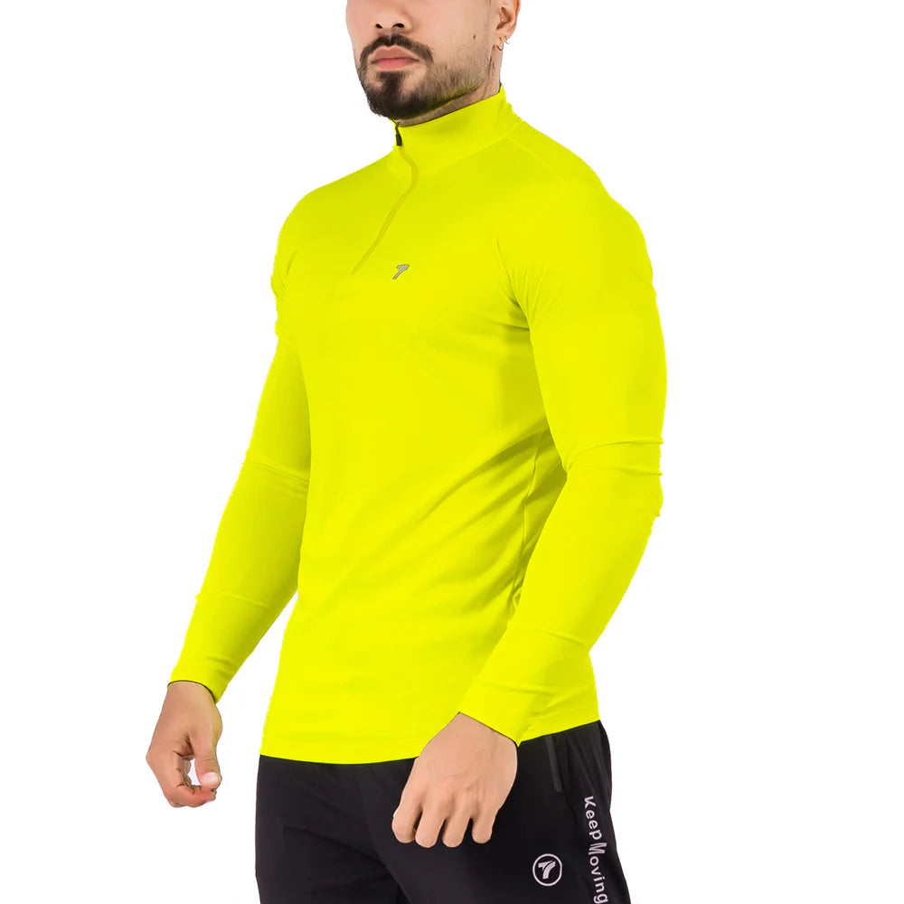 Buzo Manga Larga para running de Hombre Rolling - Amarillo Neón