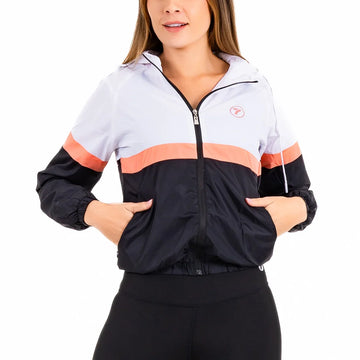 CHAQUETA ROMPEVIENTO THUNDER M - BLANCO-NEGRO- FRANJA ROSA