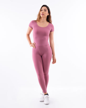 ENTERIZO MANGA CORTA STEEL- ROSA CREPE