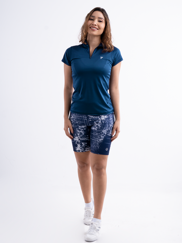 CAMISETA ROLLING MANGA CORTA MUJER - AZUL PETROLEO