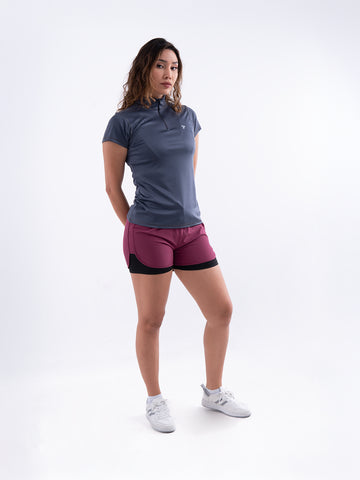 CAMISETA ROLLING MANGA CORTA MUJER - GRIS OSCURO
