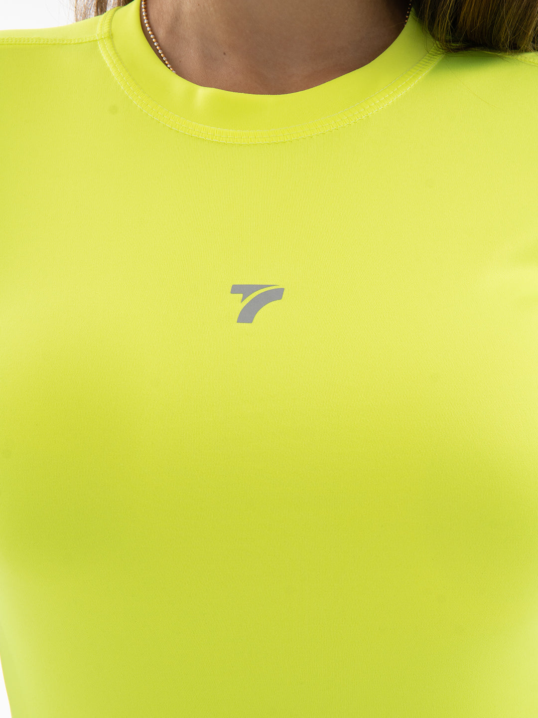 Camiseta Deportiva de Mujer Compresión Manga Corta – Amarillo Neón
