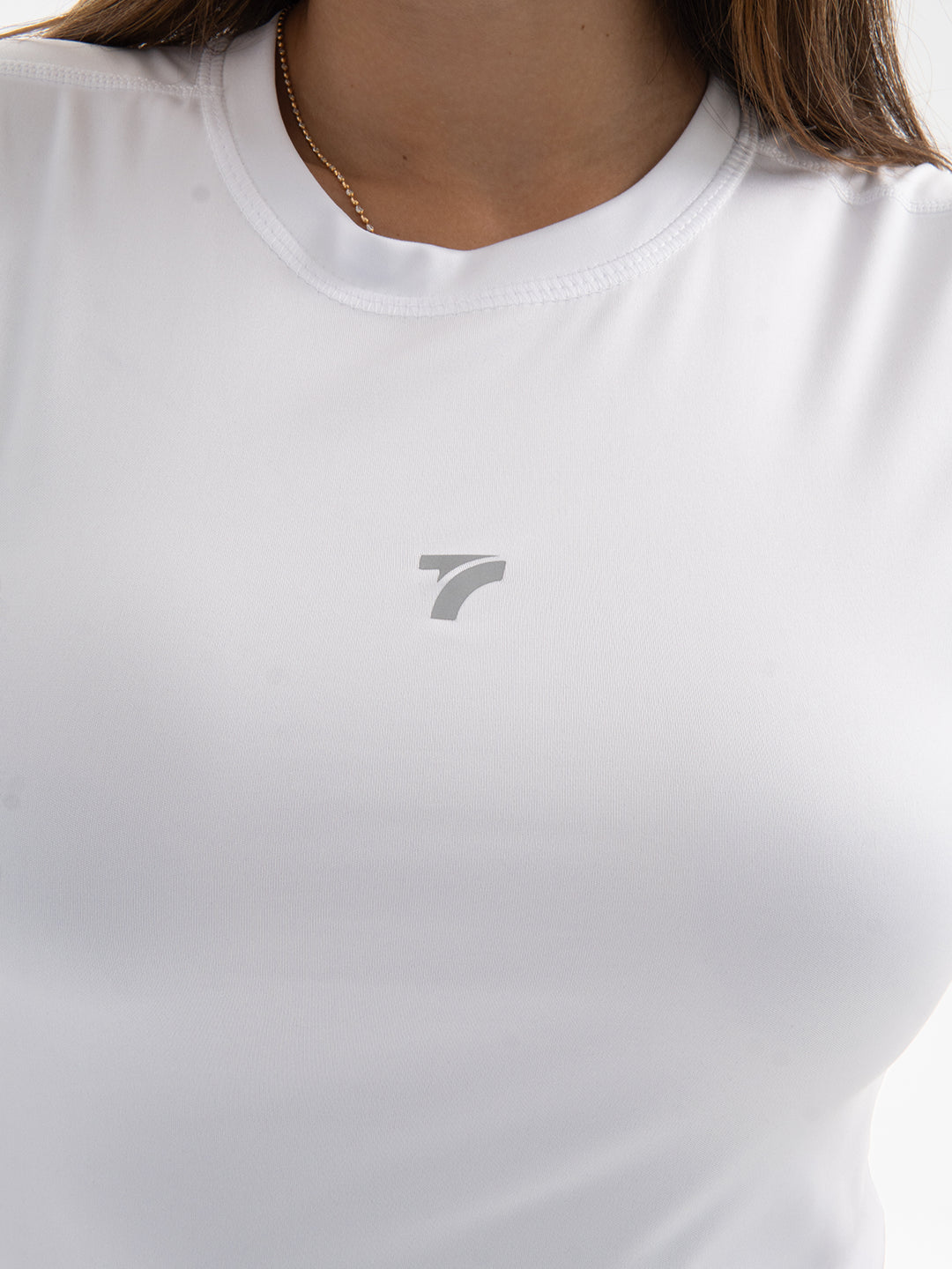 Camiseta Deportiva de Mujer Compresión Manga Corta – Blanco