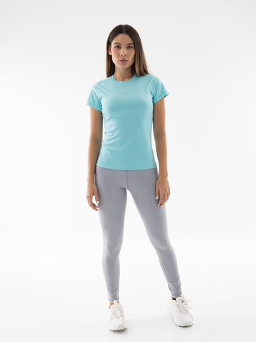 Camiseta Deportiva de Mujer Compresión Manga Corta – Verde Menta