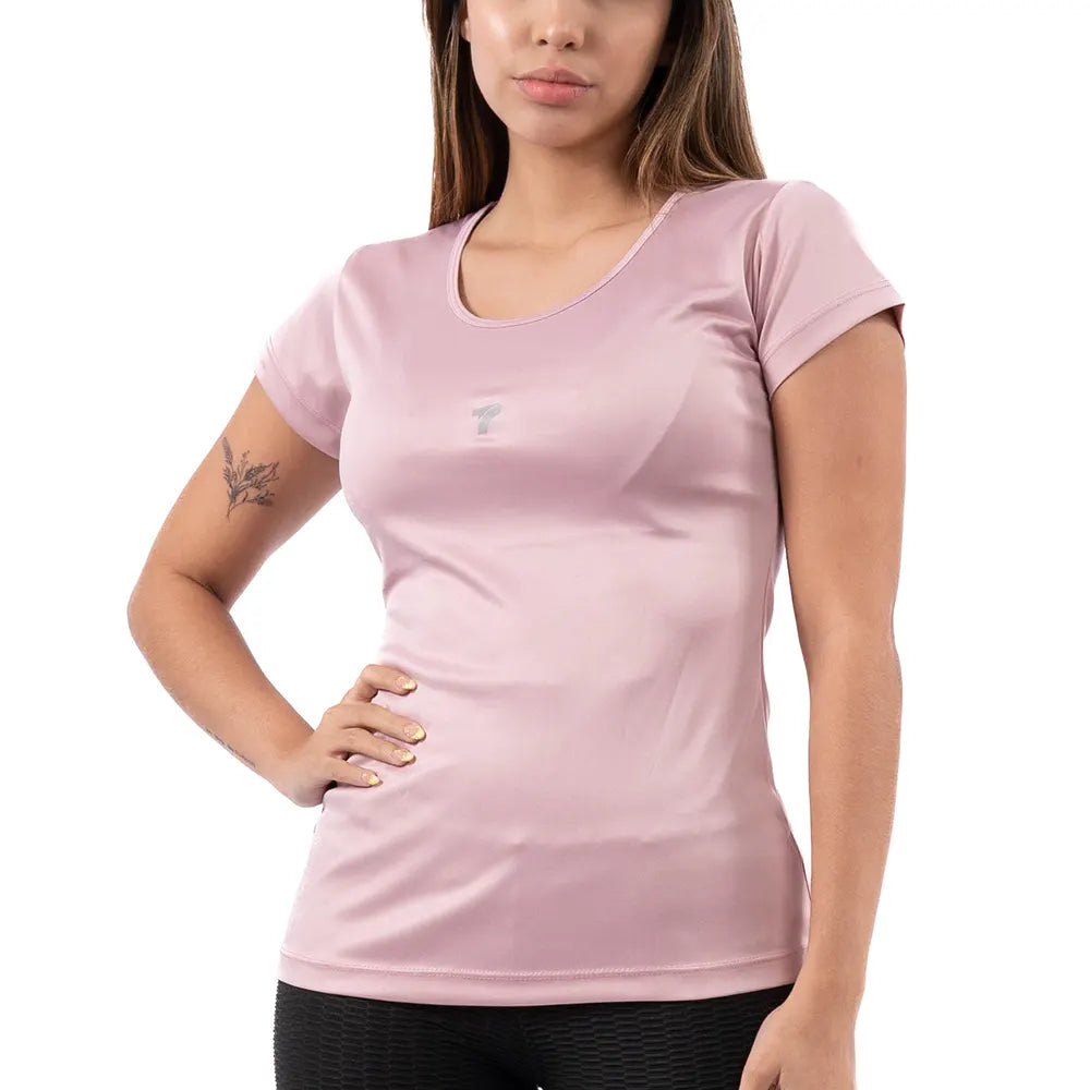 BLUSA MANGA CORTA MUJER - ROSA CREPE CLARO