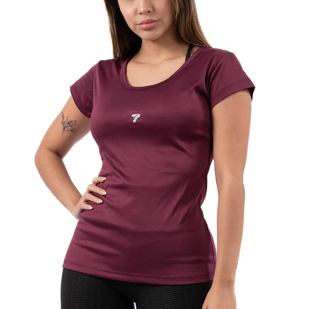 BLUSA MANGA CORTA MUJER - VINOTINTO OSCURO