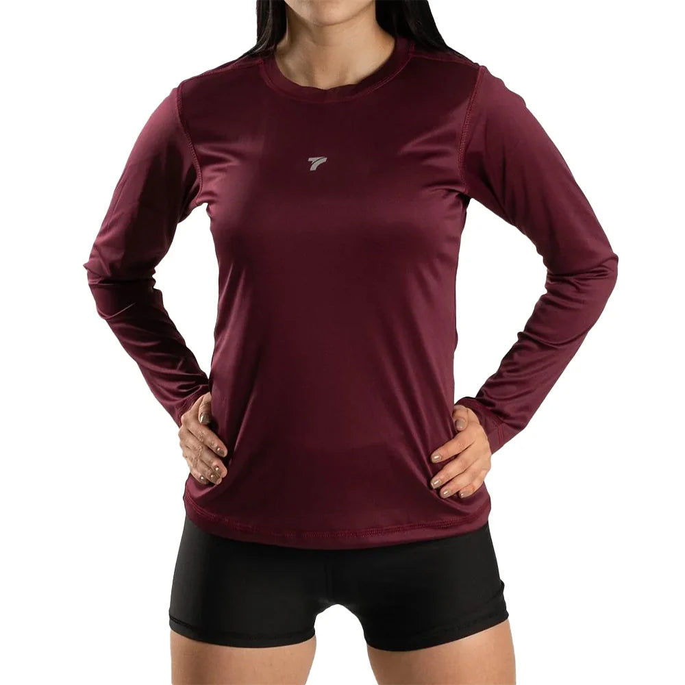 BUZO COMPRESION MUJER - VINOTINTO OSCURO