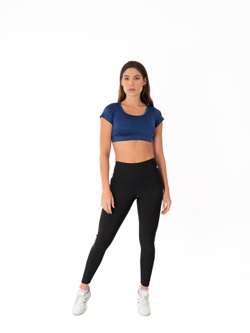 CAMISETA CROP TOP DEPORTIVA - AZUL TURQUI