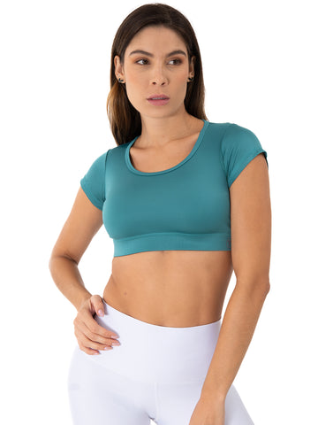 CAMISETA CROP TOP DEPORTIVA - VERDE JADE