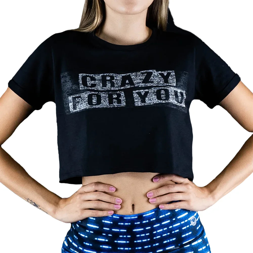 CAMISETA CORTA UNICOLOR - NEGRO