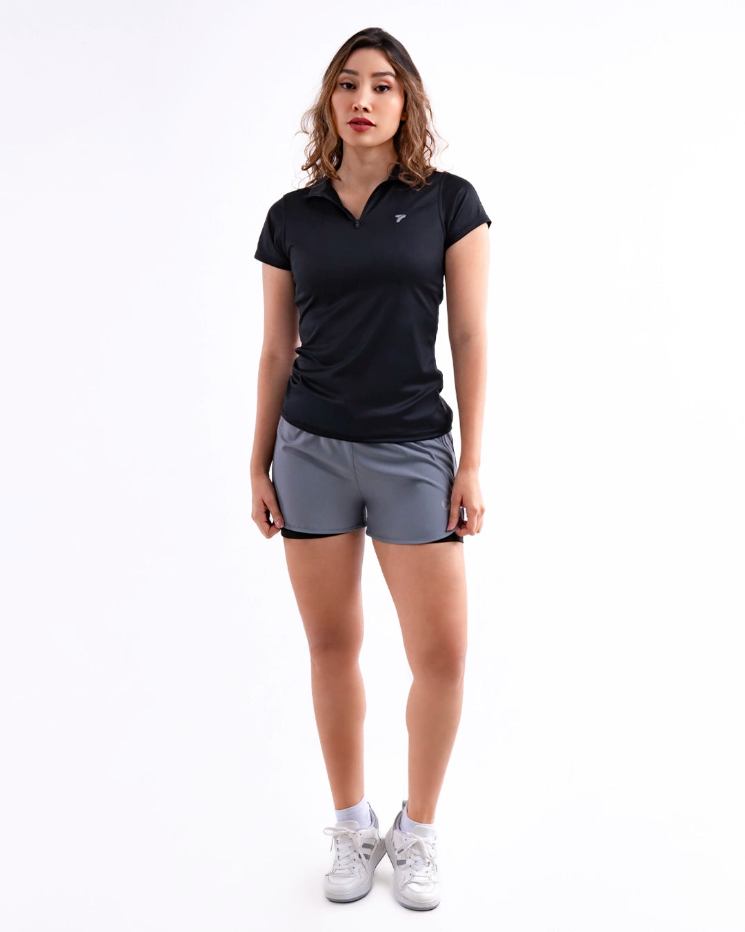 SHORT RUNNING -GRIS CLARO- NEGRO