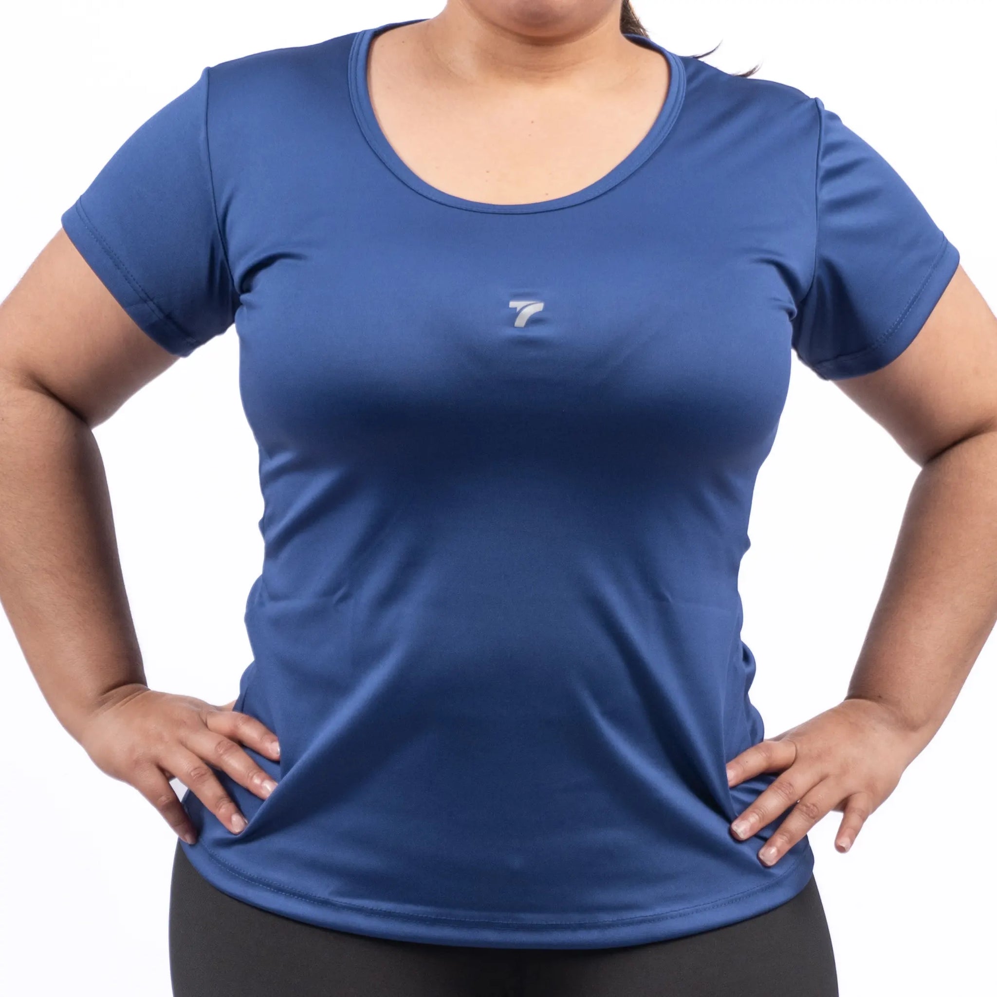 BLUSA MANGA CORTA PLUS SIZE - AZUL TURQUI