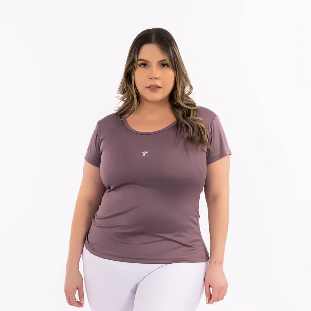 BLUSA MANGA CORTA PLUS SIZE - UVA METALIZADO