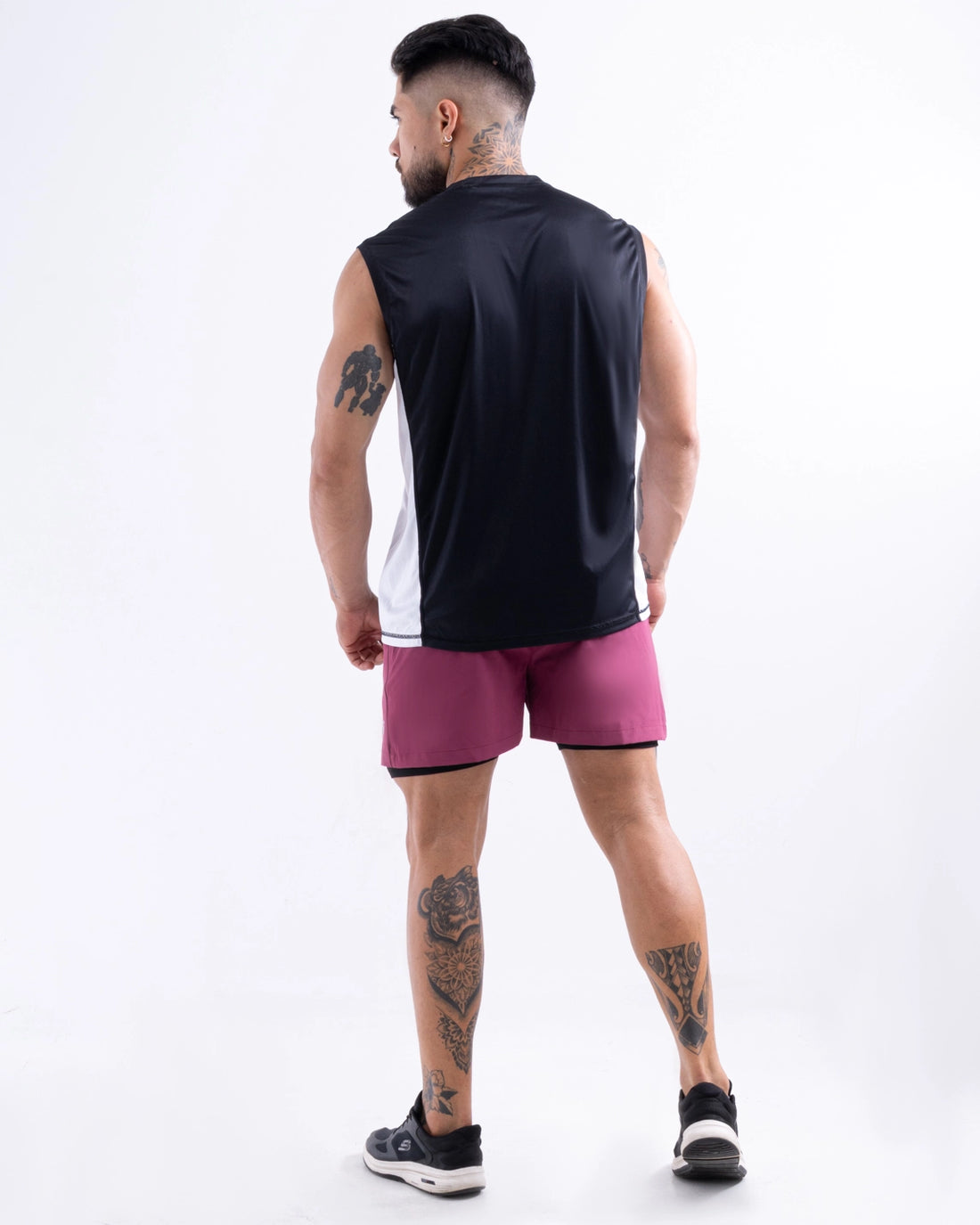 PANTALONETA RUNNING M2 - VINO - NEGRO