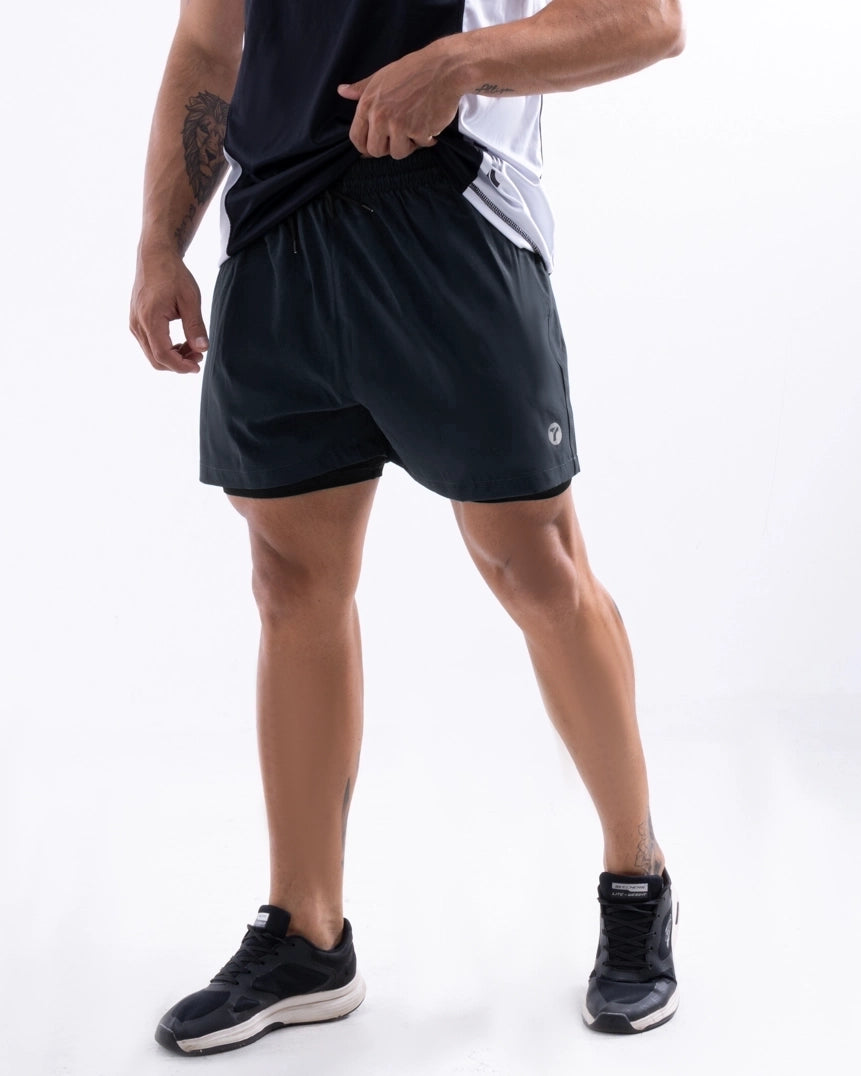 PANTALONETA RUNNING M2 - GRIS OSCURO  - NEGRO
