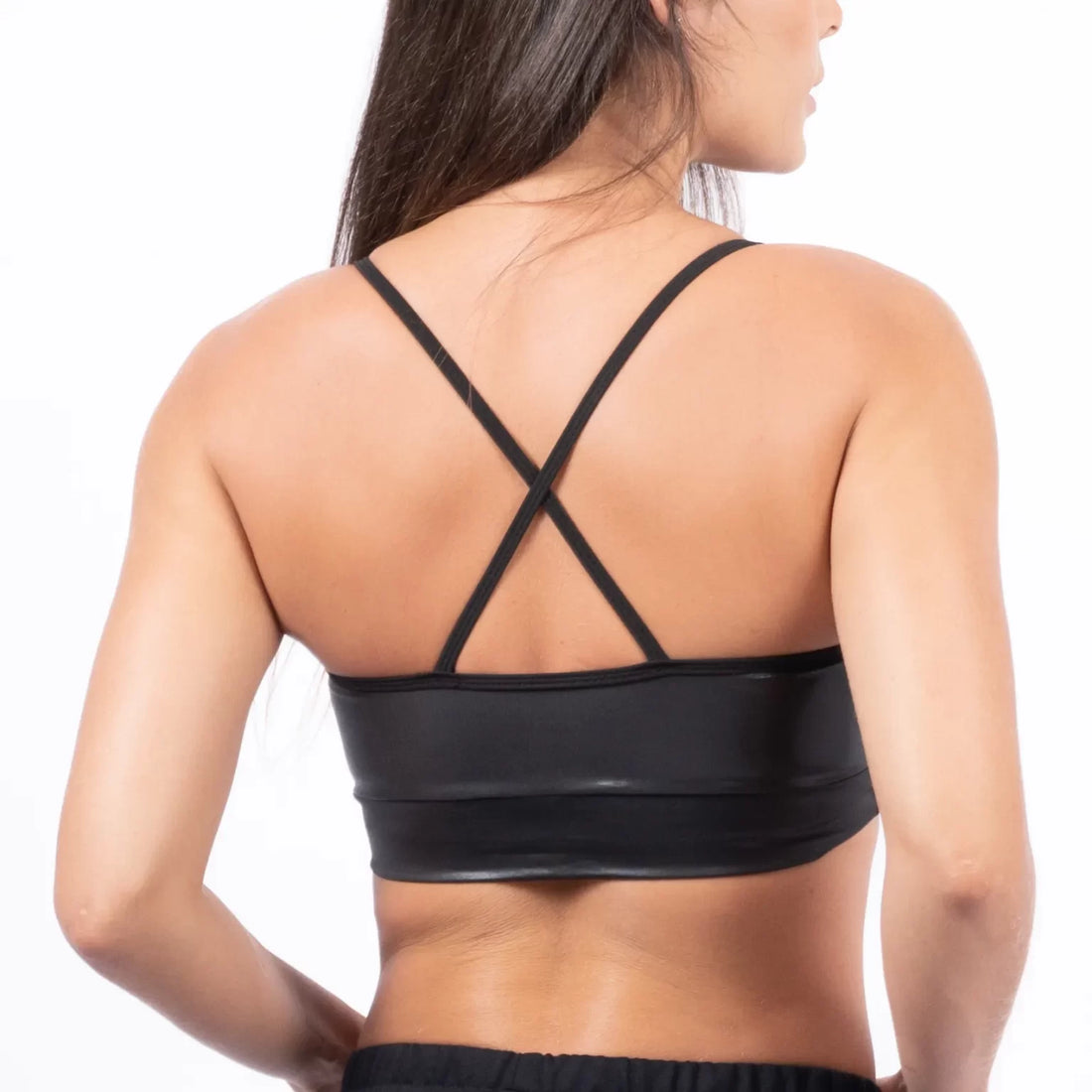 TOP KARINA EFECTO CUERO – NEGRO