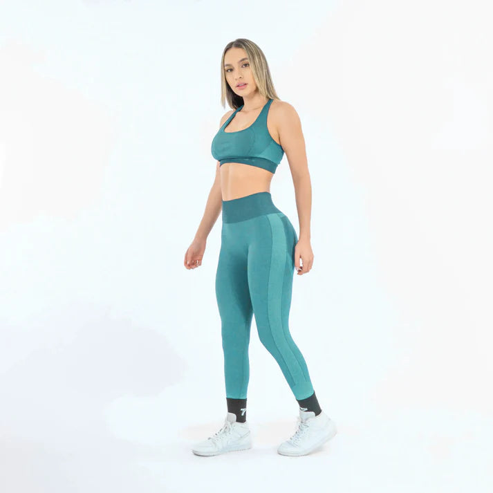 CONJUNTO LARGO SEAMLESS - VERDE PETROLEO/NEGRO
