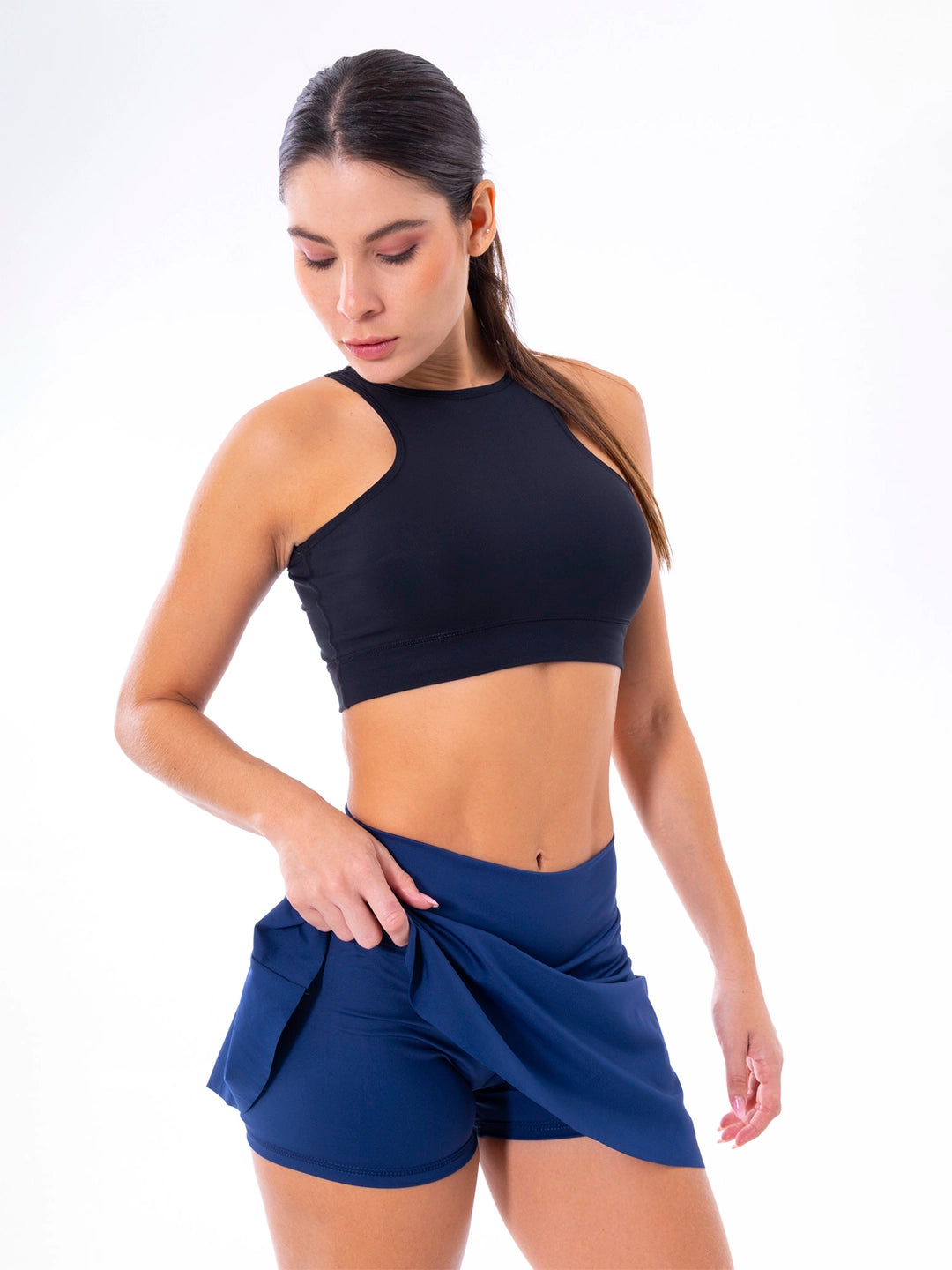 FALDA SHORT BLOCK - AZUL TURQUI