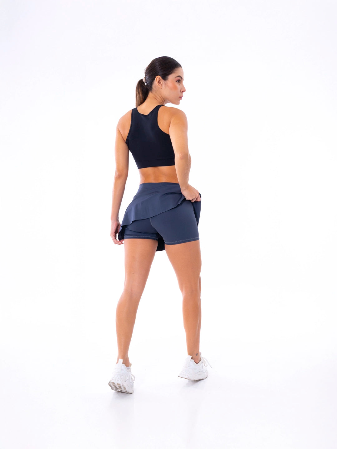 FALDA SHORT BLOCK - GRIS OSCURO