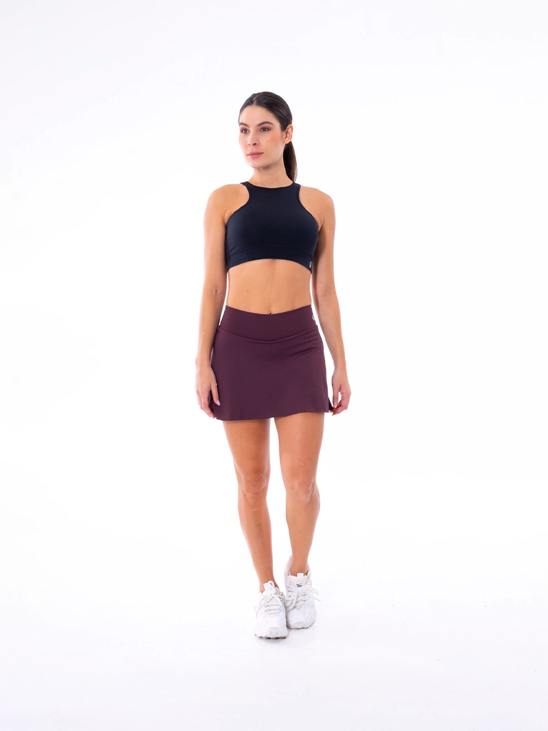 FALDA SHORT BLOCK - VINOTINTO OSCURO