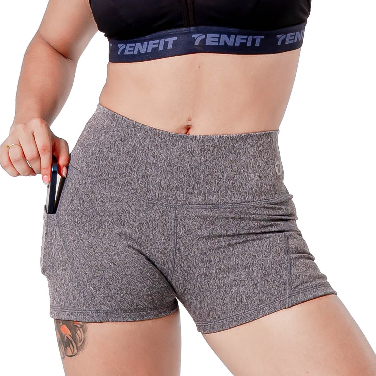 SHORT BOLSILLO CHROMAFLEX UNICOLOR-GRIS JASPE OSCURO
