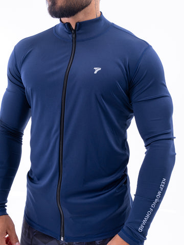 Buzo Manga Larga para running de Hombre Rolling Pro - Azul Turquí
