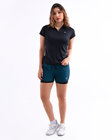 CAMISETA ROLLING MANGA CORTA MUJER - NEGRO