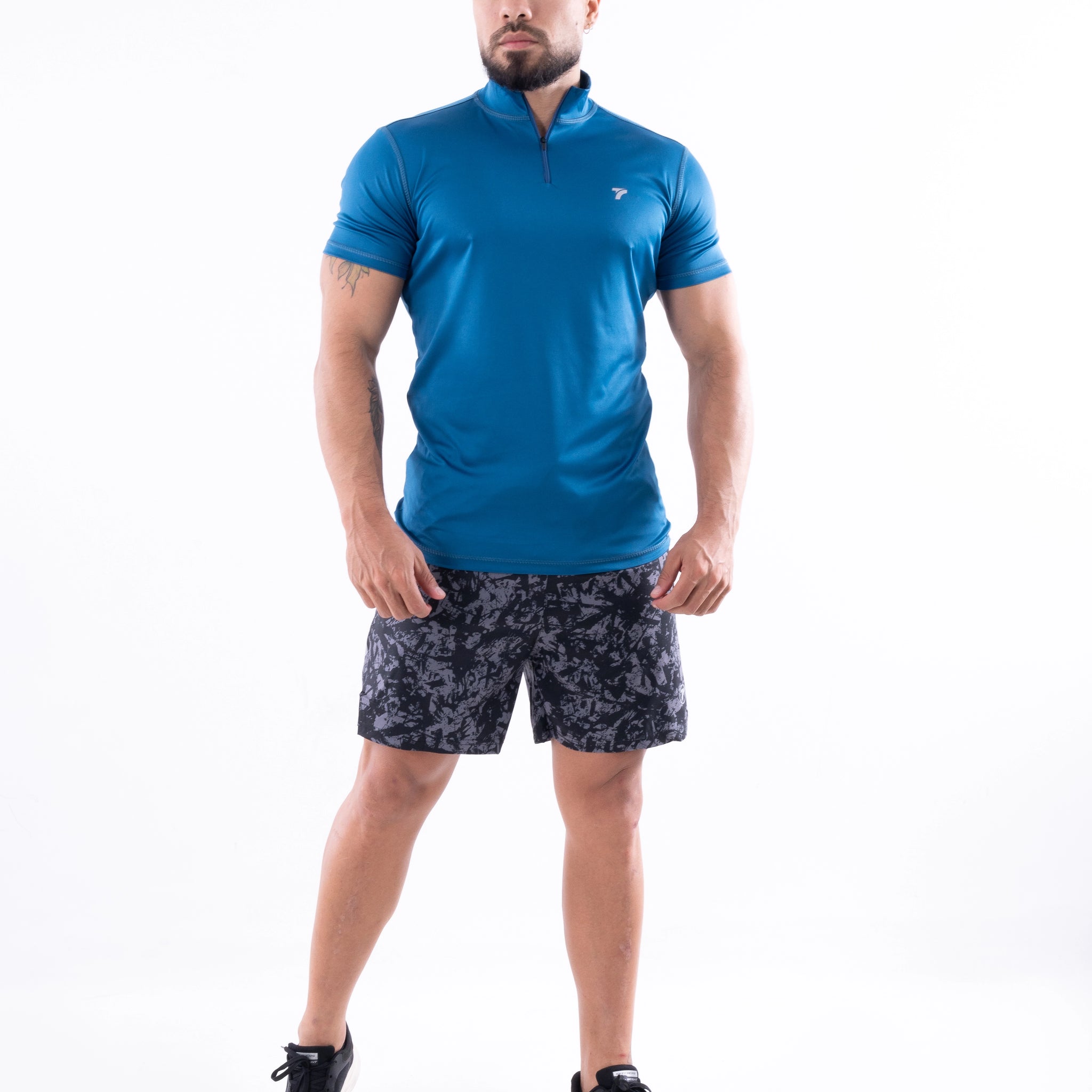 BUZO ROLLING MANGA CORTA HOMBRE - AZUL PETROLEO