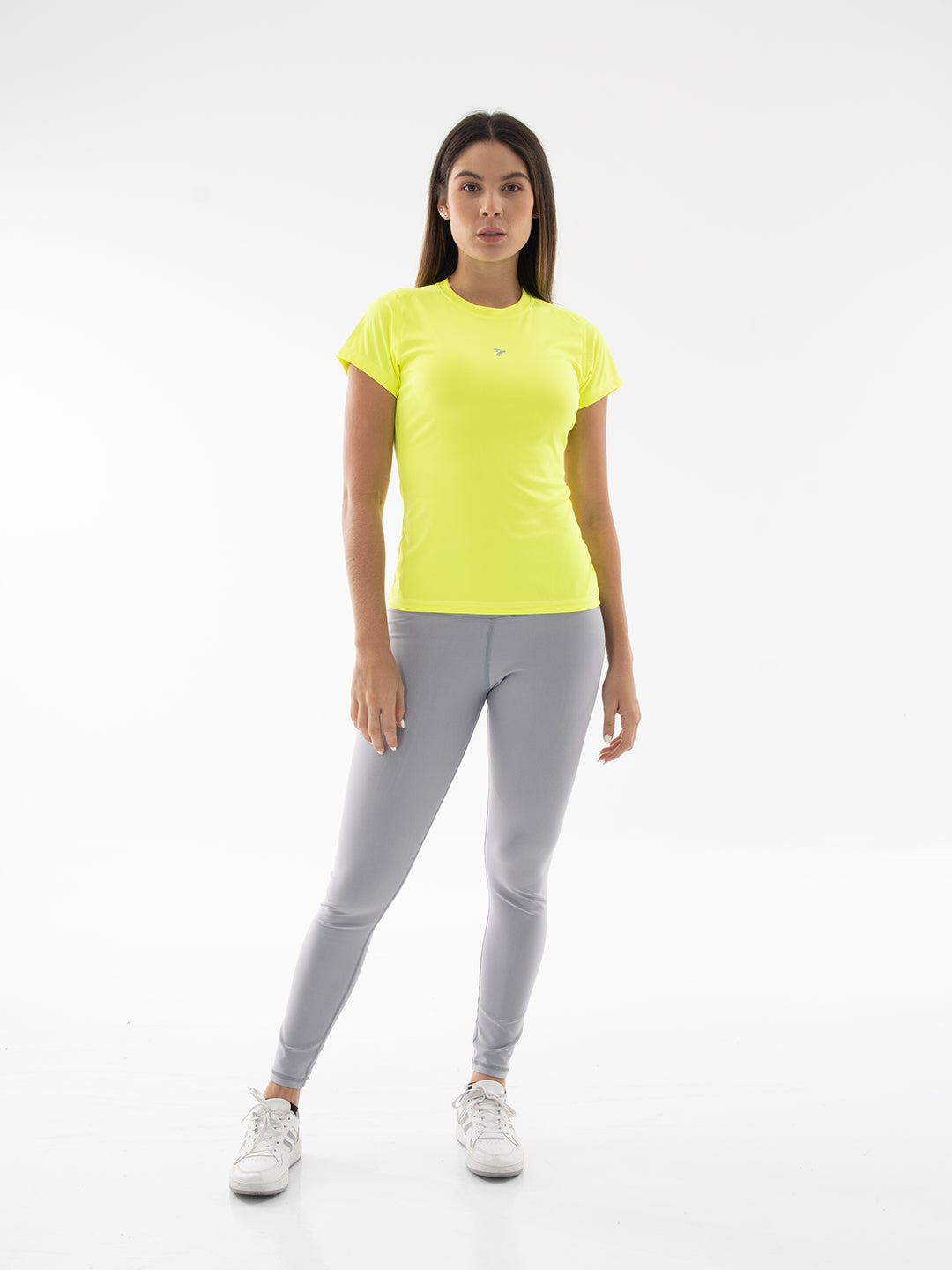 Camiseta Deportiva de Mujer Compresión Manga Corta – Amarillo Neón