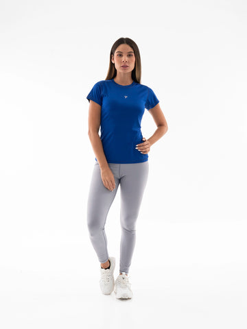 Camiseta Deportiva de Mujer Compresión Manga Corta – Azul Rey
