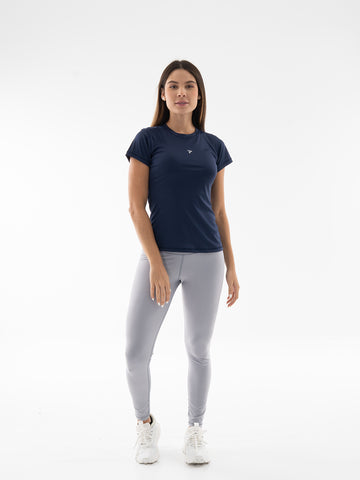 Camiseta Deportiva de Mujer Compresión Manga Corta – Azul Turquí