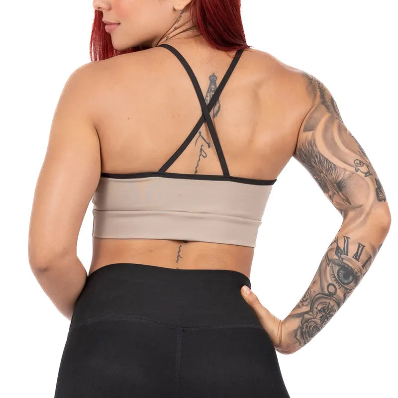 TOP KARINA UNICOLOR - CAQUI METALIZADO