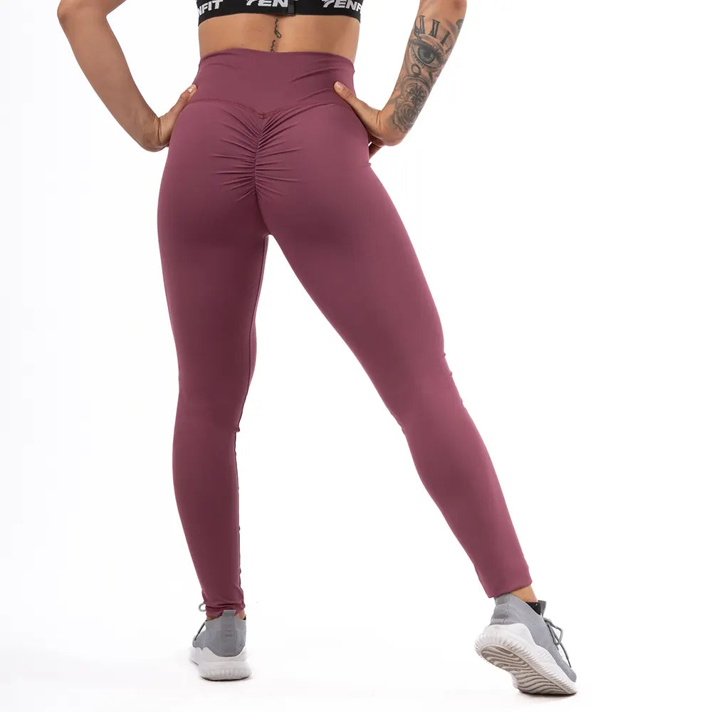 LEGGINS PUSH UP UNICOLOR - MORA EN LECHE OSCURO - Tenfit - Ropa Deportiva
